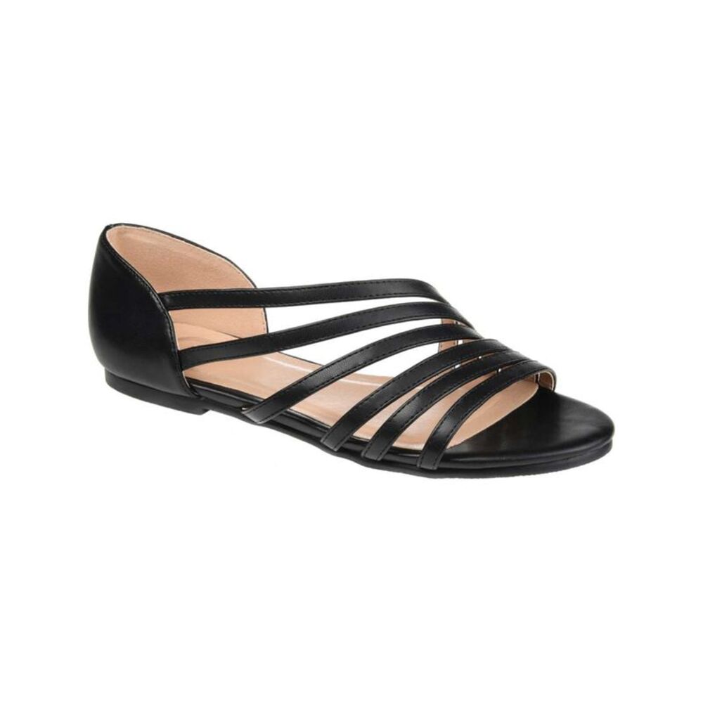 JOURNEE COLLECTION Womens Black D'orsay Divina Round Toe Slip On Sandals 5.5 - Picture 1 of 1